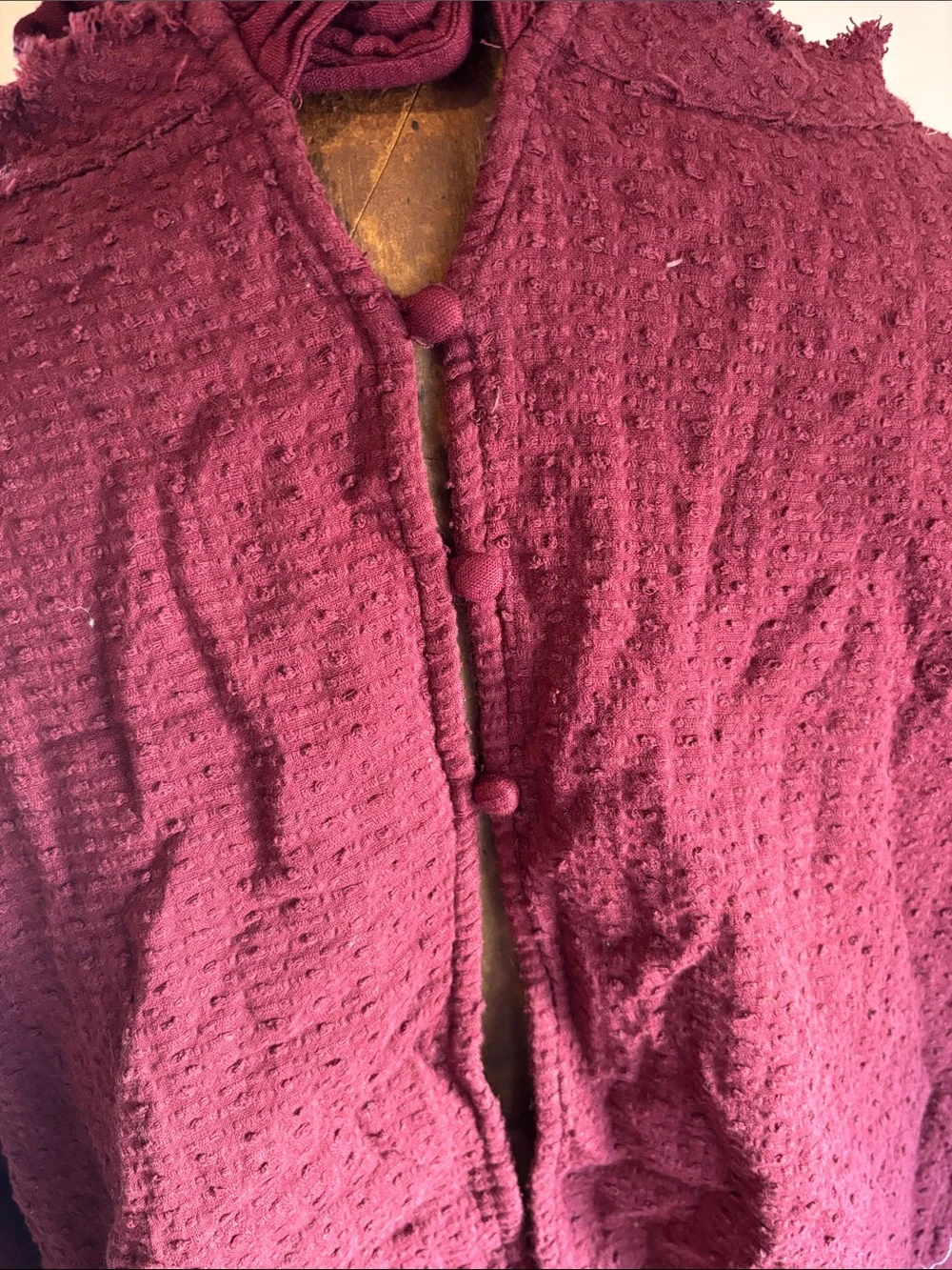 Free People Burgundy Clip Jacquard Top w/ Open Back